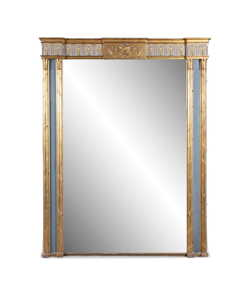 A George III carved gilded and painted mirror previously owned by Irish designer Sybil Connolly (€3,000-€5,000 through Adam's)