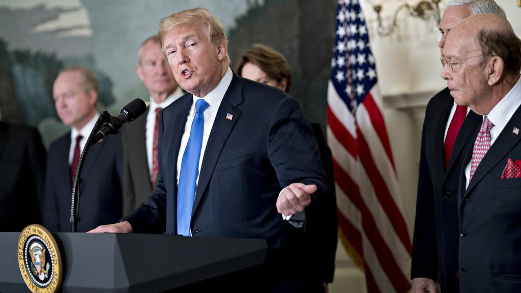 US President Donald Trump speaks before signing a presidential memorandum targeting trade with China.