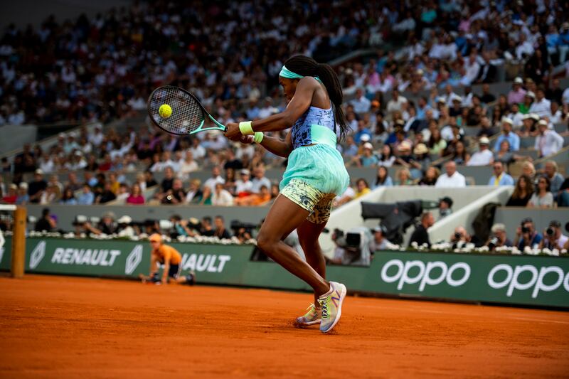 Coco Gauff in action against Iga Swiatek. Photograph: Pete Kiehart/The New York Times