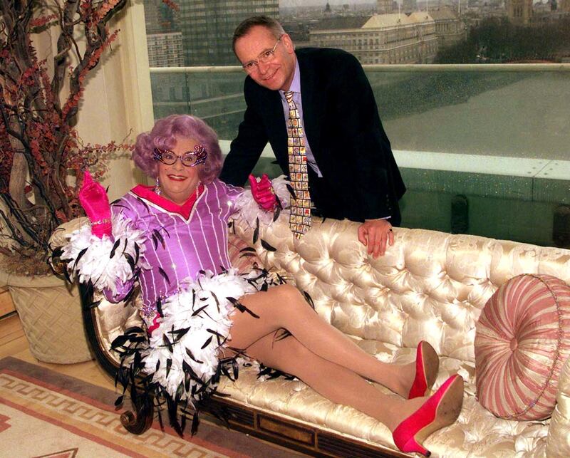 Dame Edna Everage and former Tory MP Lord Archer in London in 1998. Photograph: Adam Butler/PA