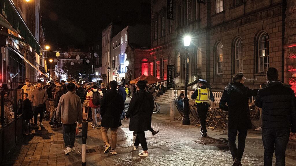 A busy South William Street as nightclubs reopened in Dublin on Friday. Photograph: Damien Eagers