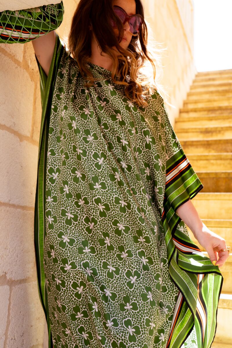 Small shamrock green silk dress, €680