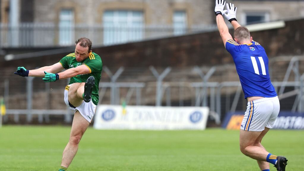 Meath’s Eamon Wallace scores a point during their Leinster SFC quarter-final win over Longford. Photo: John McVitty/Inpho