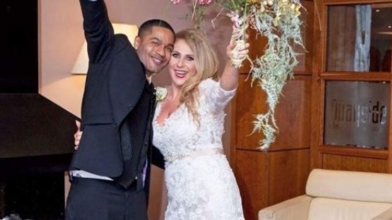 Kleber Medeiros and Harriet Bruce on their wedding day