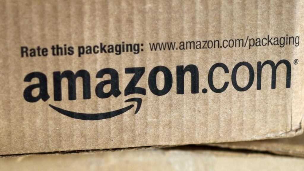 A just-delivered Amazon box is seen on a counter in Golden, Colorado. Photograph: Rick Wilking/