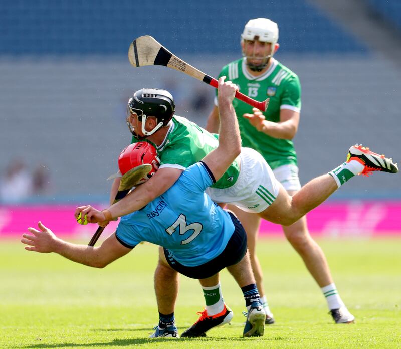 Limerick’s Aidan O'Connor in action against Dublin's Paddy Smyth. Photograph: James Crombie/Inpho