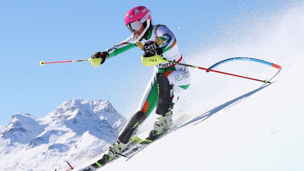 Tess Arbez of Ireland: “I’m better in giant slalom but I try to do both. GS is more technical but you have to be even stronger for slalom.” Photograph by Alexander Hassenstein/Getty Images