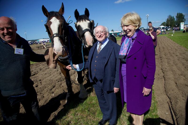 President Michael D Higgins and his wife Sabina at the National Ploughing Championships in 2019. Photograph: Stephen Collins/Collins Photos