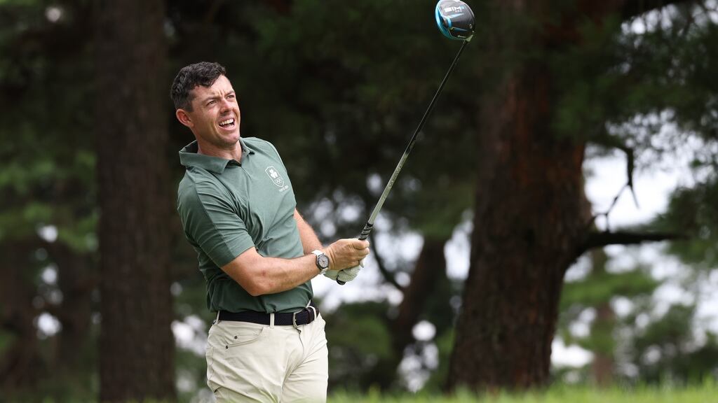 Rory McIlroy hits his tee shot on the fifth hole during the second round of the men’s individual stroke play on day seven of the Tokyo 2020 Olympic Games. Photo: Chris Trotman/Getty Images