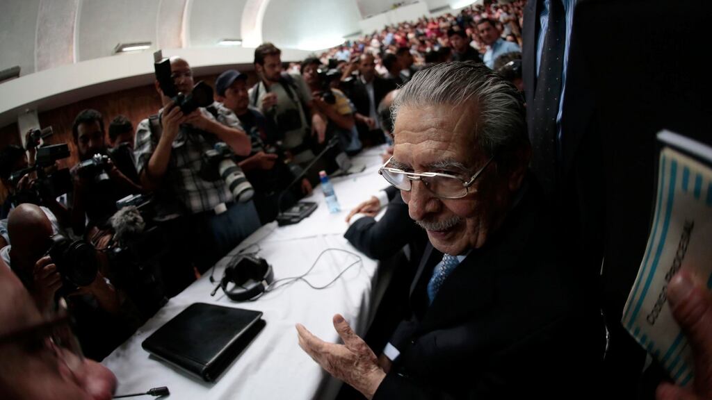 Former Guatemalan dictator Efrain Rios Montt sits in the Supreme Court of Justice as he waits for his sentencing in Guatemala City. Photograph: Jorge Dan Lopez/Reuters
