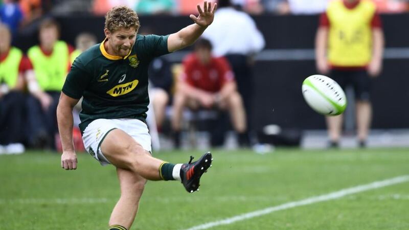 Robert Du Preez slots a late penalty against Wales in Washington. Photograph: Brendan Smialowski/AFP