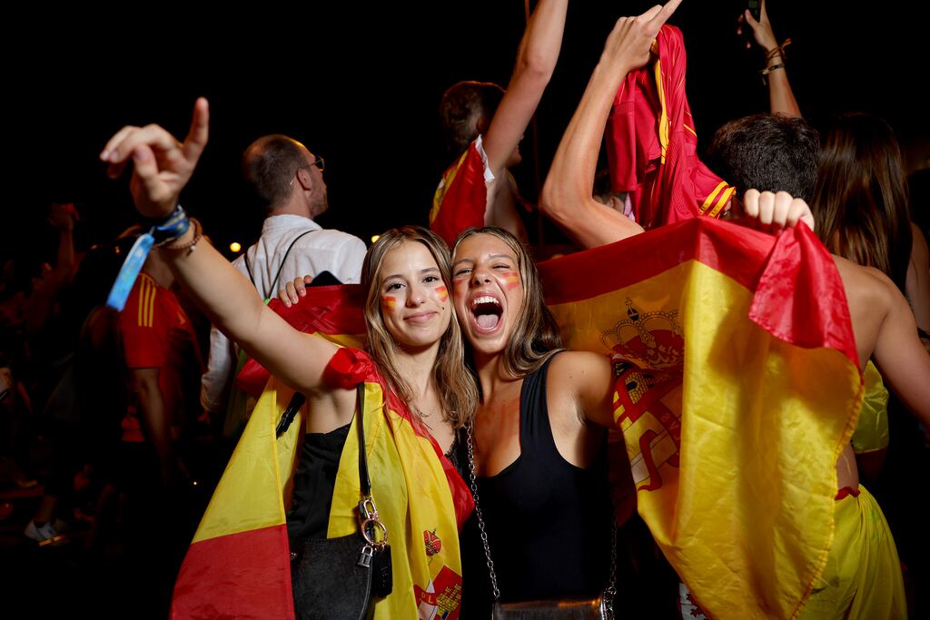 Fans celebrate Spain's win in the Uefa Euro 2024 final. A feelgood factor associated with the tournament may have helped lift consumer sentiment across the continent. Photograph: Florencia Tan Jun/Getty Images