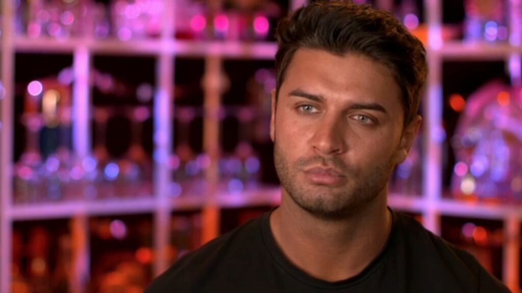 ‘Muggy’ Mike Thalassitis: Lacks any kind of charisma or even a vague personality beneath his shark-like veneers and Ken doll hair. Photograph: Channel Four