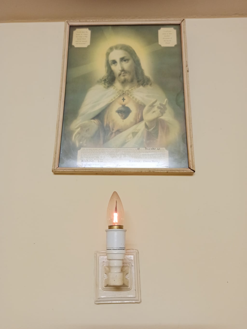 The Sacred Heart picture, with its glowing lamp, was once ubiquitous in Irish Catholic homes. Photograph: Larryolaoi/ Creative Commons