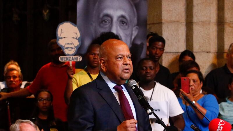Sacked former finance minister Pravin Gordhan speaking at a memorial service in Cape Town recently. Photograph: Nic Bothma/EPA