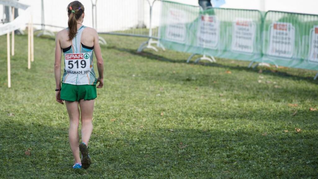 Ireland’s Fionnuala Britton leaves the course after finishing fourth in Belgrade. Photograph: Sasa Pahic Szabo/Inpho