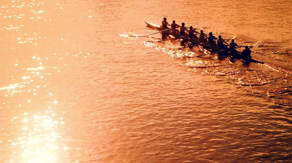Trinity novice men’s eight took the Dan Quinn Shield in a fine race which was in the balance down the course. Photograph: Don MacMonagle
