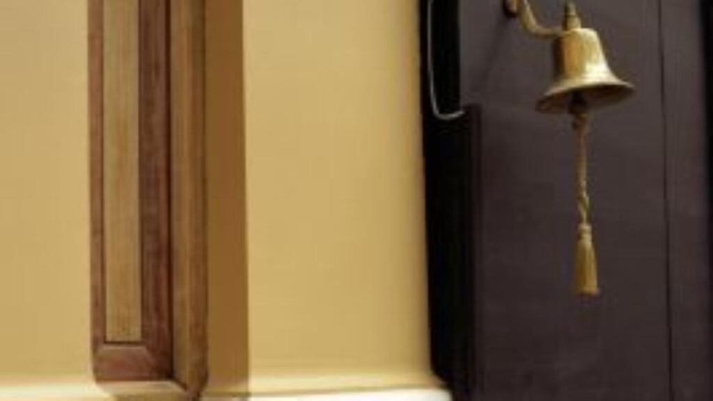 The bell on the decommissioned trading floor of the Irish Stock Exchange