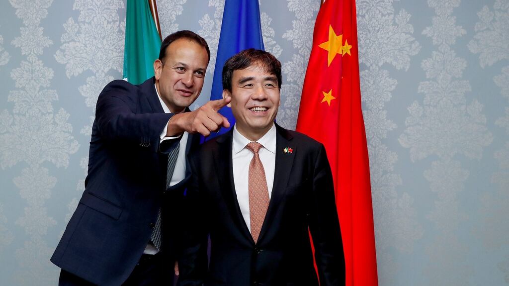 Taoiseach Leo Varadkar and Bank of China chairman Tian Guoli at the opening of the bank’s Dublin branch in June 2017. Photograph: Maxwell Photography