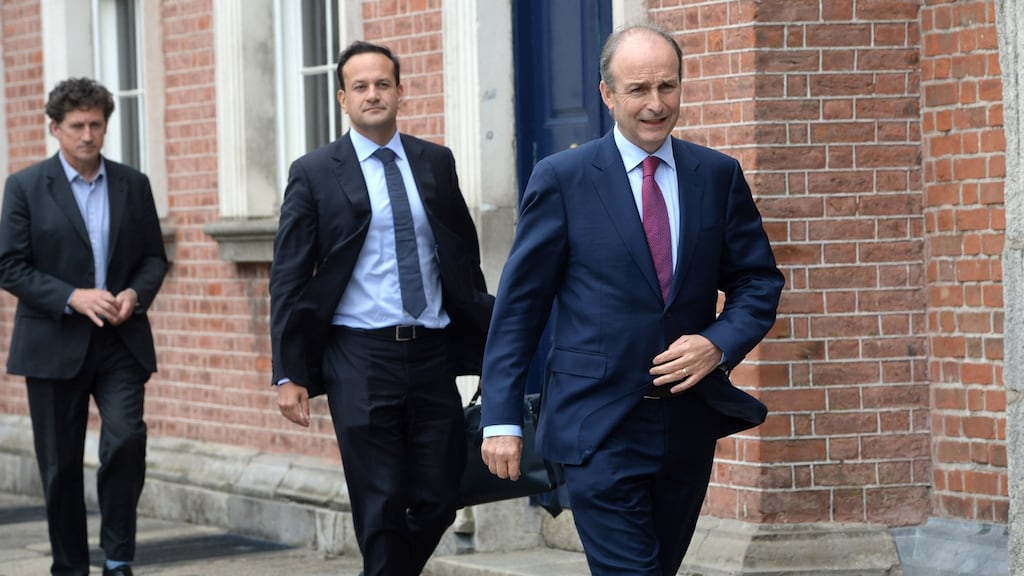 Taoiseach Micheál Martin (FF) spoke to Ursula von der Leyen and Michel Barnier. Photograph: Dara Mac Donaill
