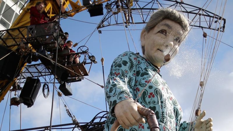 Colossal: the Grandmother strolls through Liverpool. Photograph: Christopher Furlong/Getty