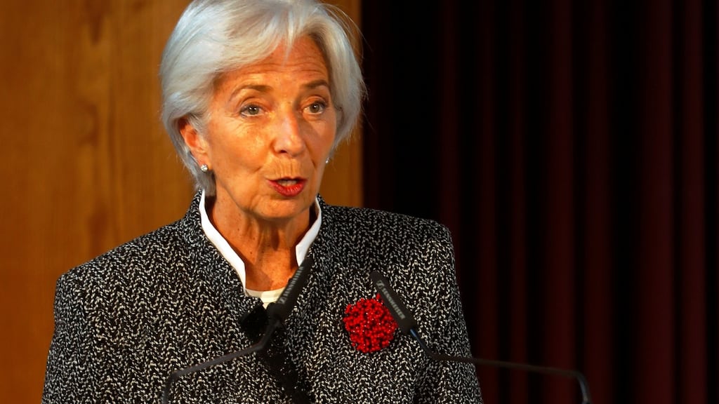 In a speech in Berlin on Monday, IMF managing director Christine Lagarde compared a proposed “rainy-day fund” to car insurance, with a premium in good times based on the benefits a country receives in bad times. Photo: Reuters