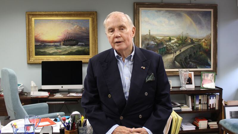 Brian Burns in his office in Palm Beach, Florida, in 2017. The Irish-American, who has spent most of his life campaigning on Irish issues, believes Ireland’s relationship with his good friend Donald Trump ‘could be a hell of a lot better’. Photograph: Simon Carswell