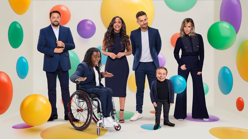 Children In Need presenters Jason Manford, Ade Adepitan, Alex Scott, Chris Ramsey, Lenny Rush and Mel Giedroyc