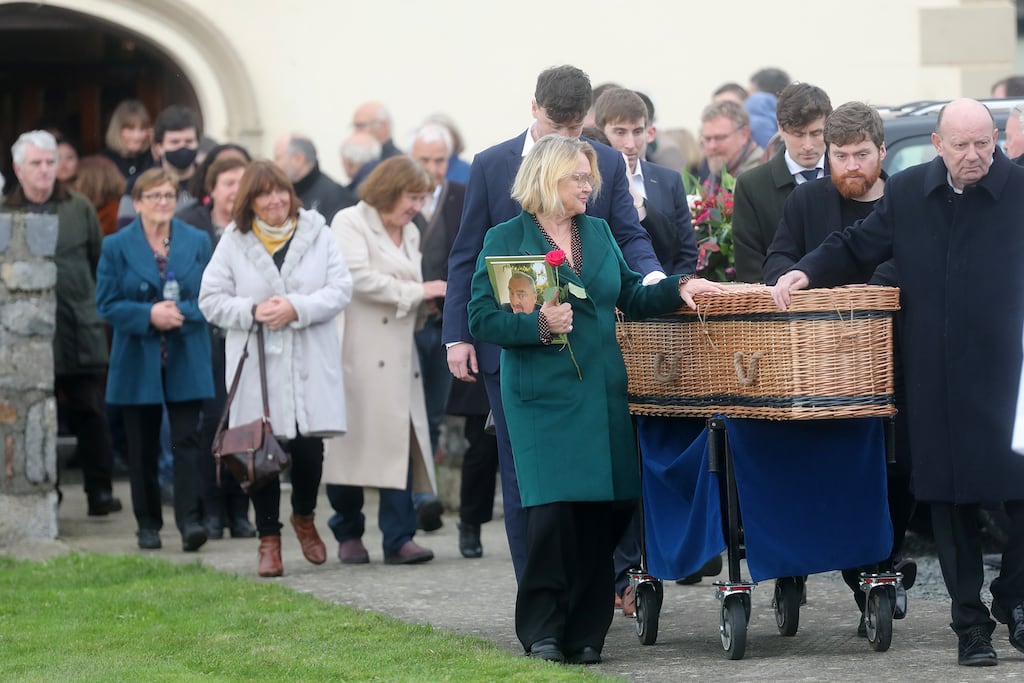 Jon Kenny's coffin is removed from St Patrick's Church, Lough Gur, Bruff, Co Limerick. Photograph: Brendan Gleeson