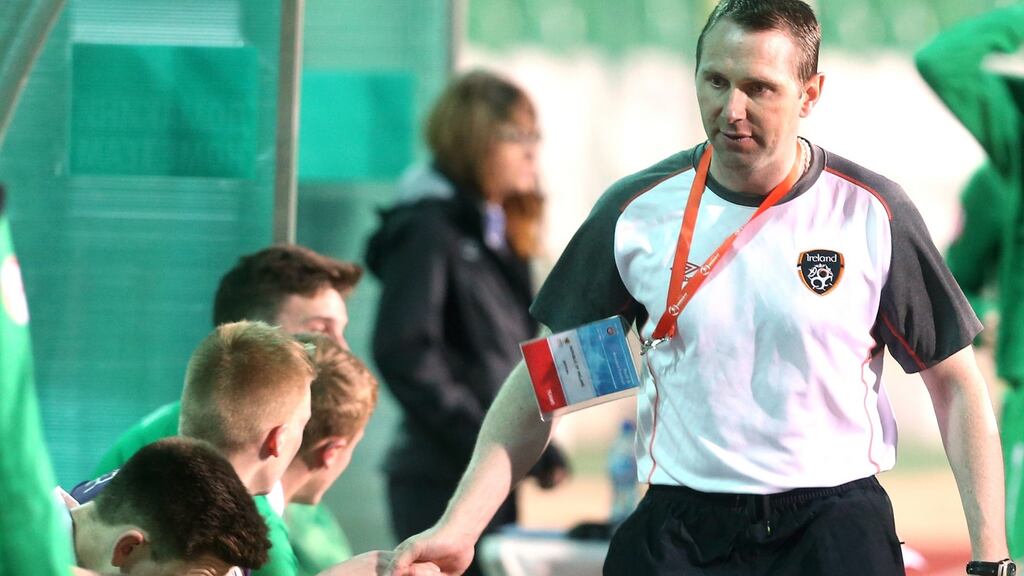 Republic of Ireland U19s manager Tom Mohan: his side failed to find back of net. Photograph: Kostadin Andonov/Inpho