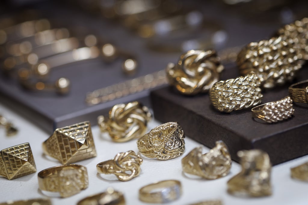 Price bauble: Gold broke the $4,000 an ounce barrier for the first time on Wednesday. Photograph: Tolga Akmen, EPA/Shutterstock