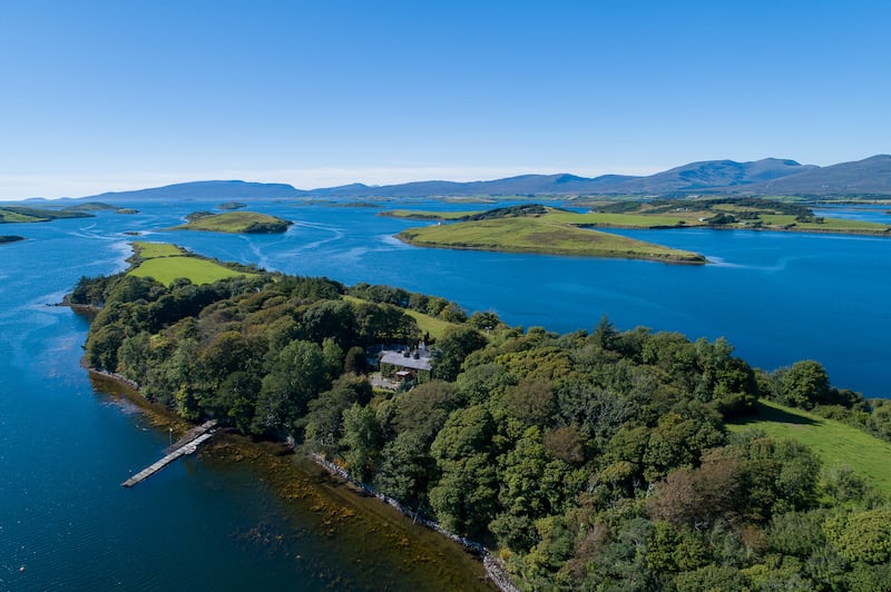 Aerial view of Ross House, which lies on a peninsula in Clew Bay