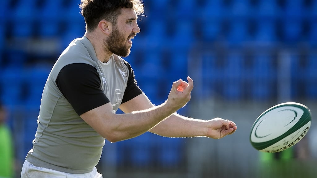 Eoghan Clarke during the captain’s run at Donnybrook. The player has been promoted to start against England. Photograph: Morgan Treacy/Inpho