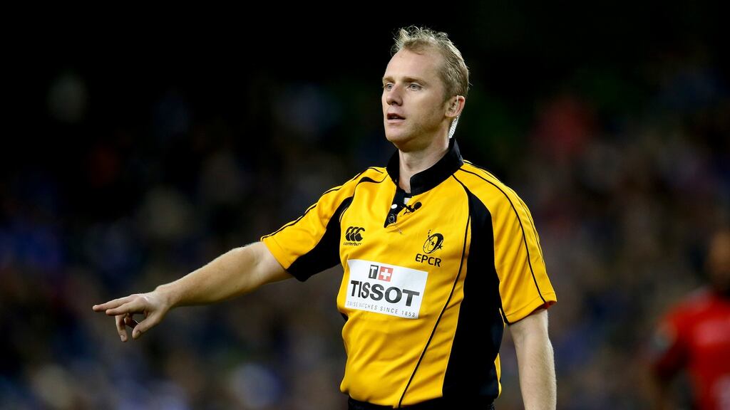 Wayne Barnes will referee Leinster’s Champions Cup opener. Photograph: Inpho