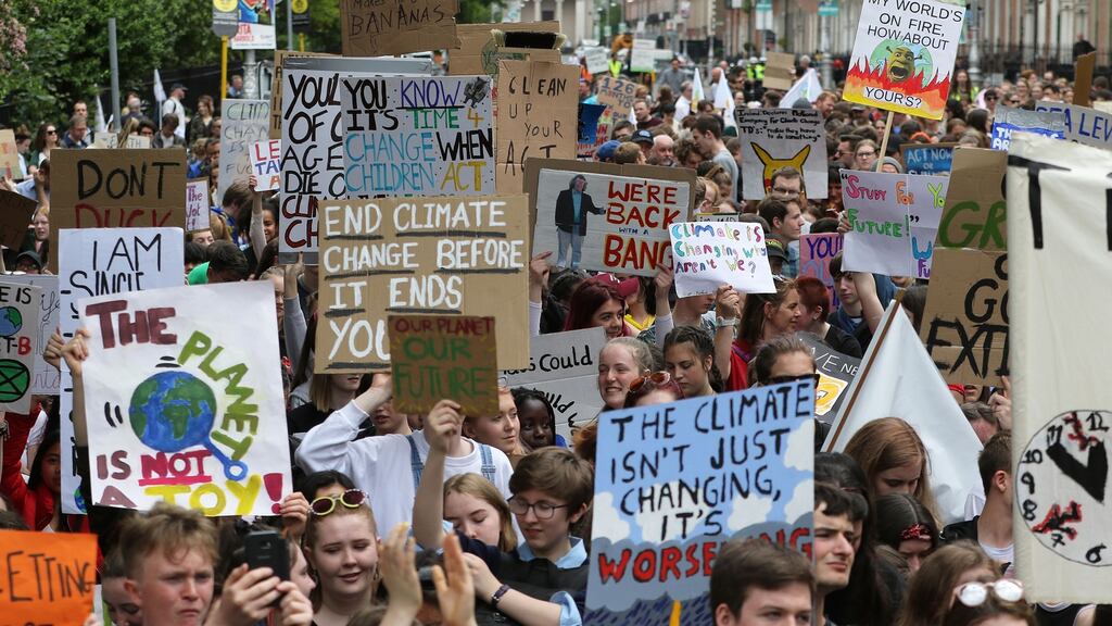 A climate protest in Dublin. Photograph: Nick Bradshaw