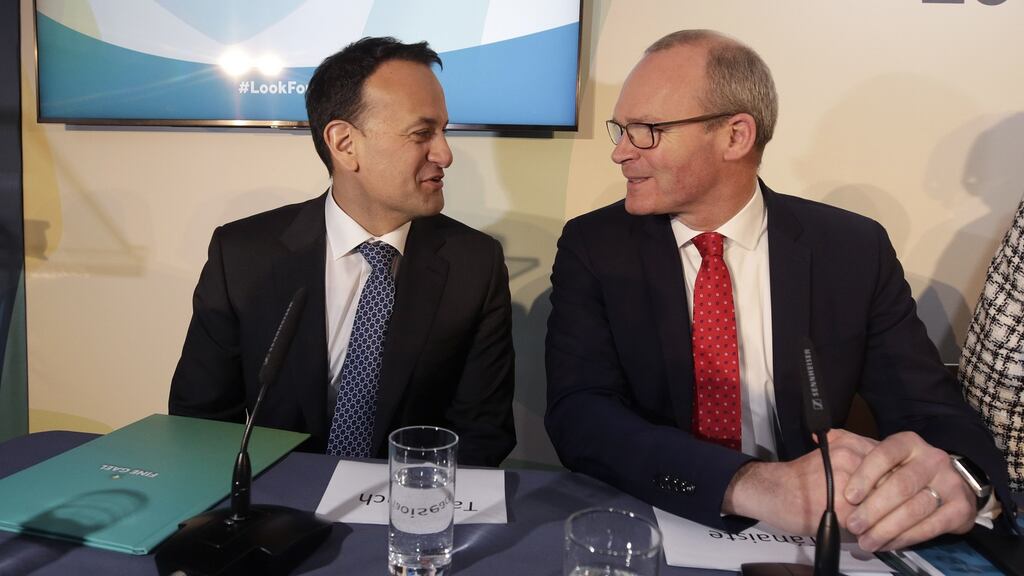Closer times: taoiseach Leo Varadkar and tánaiste Simon Coveney in January 2020. File photograph: Damien Eagers