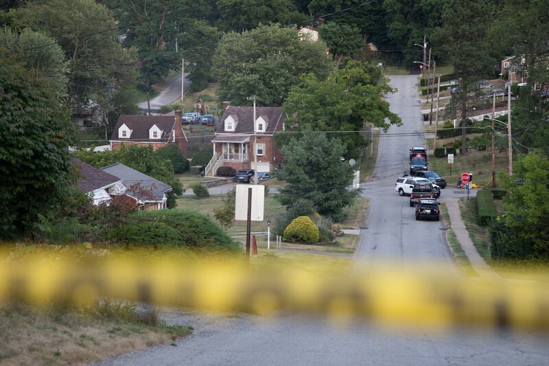 Roads are blocked around the home of Thomas Matthew Crooks in Bethel Park, Pennsylvania, following the attempted assassination of Donald Trump. Photograph: Rebecca Droke/AFP via Getty Images