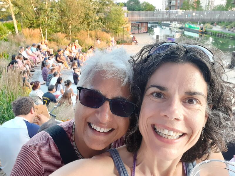 Deirdre Costigan, right, with her partner Anu Prashar. Photograph taken from her X account.