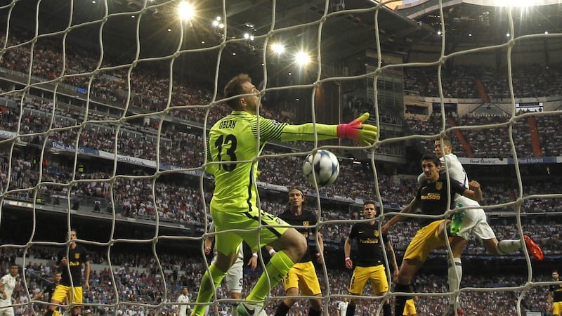 Ronaldo heads home Real Madrid’s opener. Photograph: Javier Lizon/ EPA