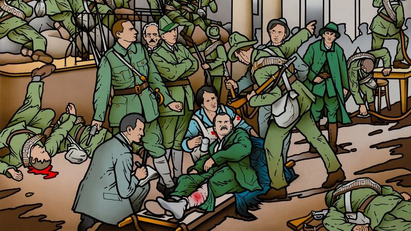 Robert Ballagh’s rendition of the interior of the GPO in 1916. Image courtesy of Robert Ballagh