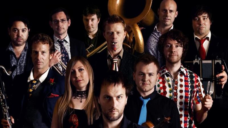 Jon Boden (front and centre) of Bellowhead: ‘It’s easier to find a good Irish session than a good English one. We don’t have that repertoire of tunes you’ll get at an Irish session’