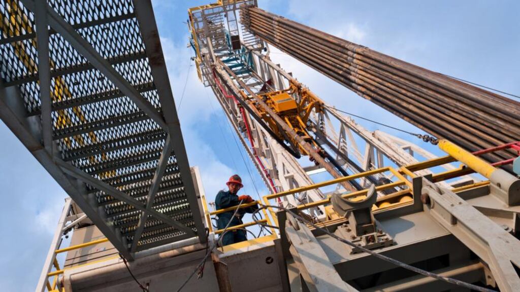 A shale drilling ring in Texas. Shale companies are keeping on drilling despite the low prices for oil.