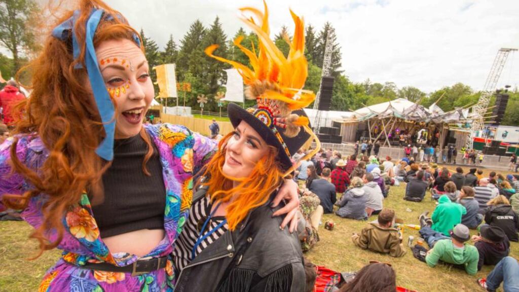 Zoe Readmond and Claire Lynch from Dublin enjoying the Body & Soul festival in Co Westmeath. Photograph: Allen Kiely.