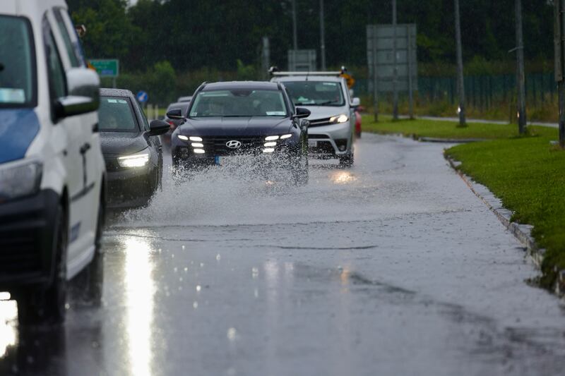 Flooding near Damastown Avenue, Co Dublin on Monday morning. Photograph: Alan Betson