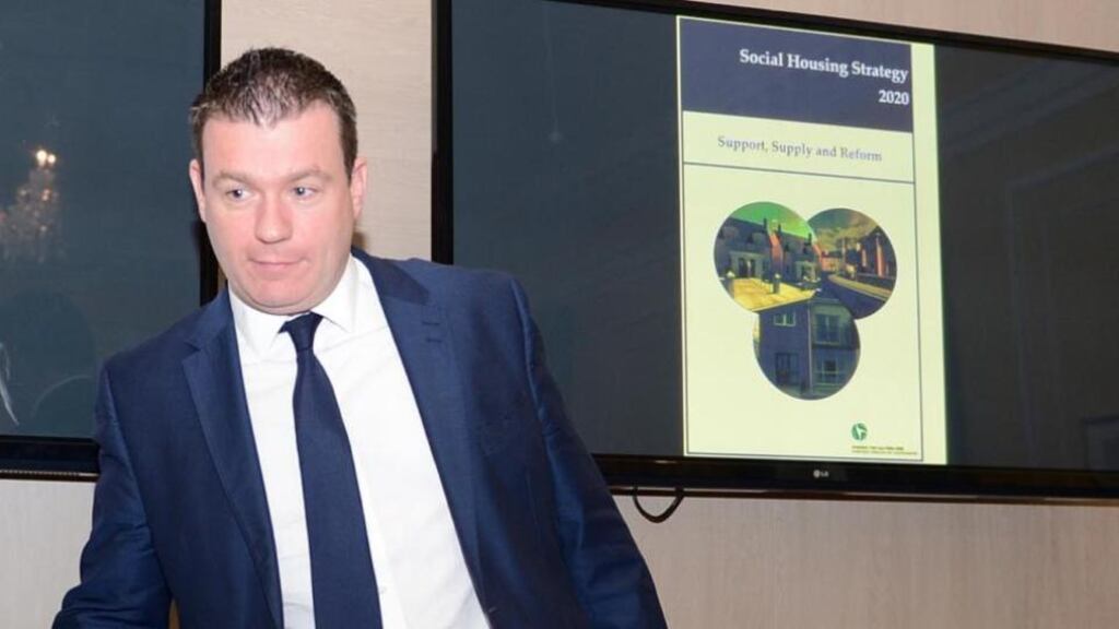 Minister for the Environment Alan Kelly at the announcement of the social housing strategy 2020 at Custom House in Dublin on Wednesday. Photograph: Eric Luke