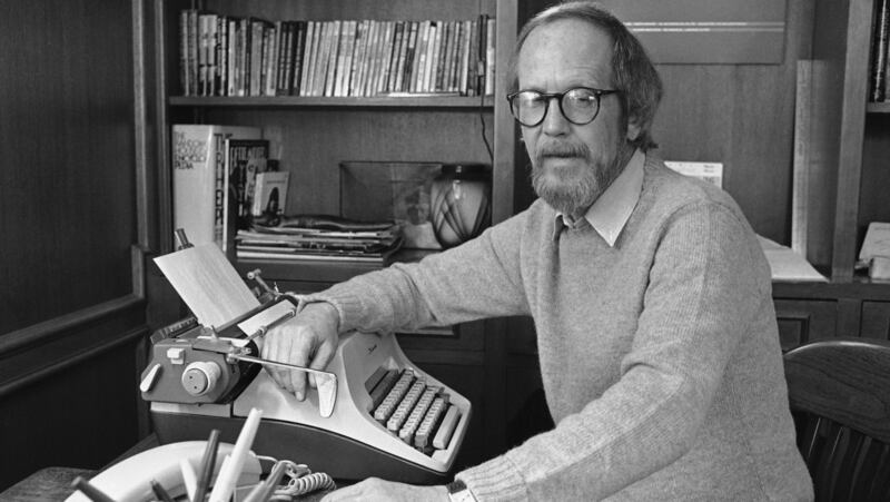 Elmore Leonard at home in Birmingham, Michigan in 1983. Photograph: Rob Kozloff/AP