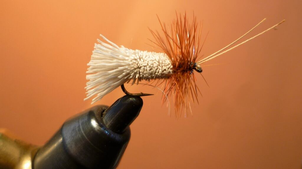 A Goddard’s Sedge lure tied by Jimmy Tyrrell of Irish Fly Craft.