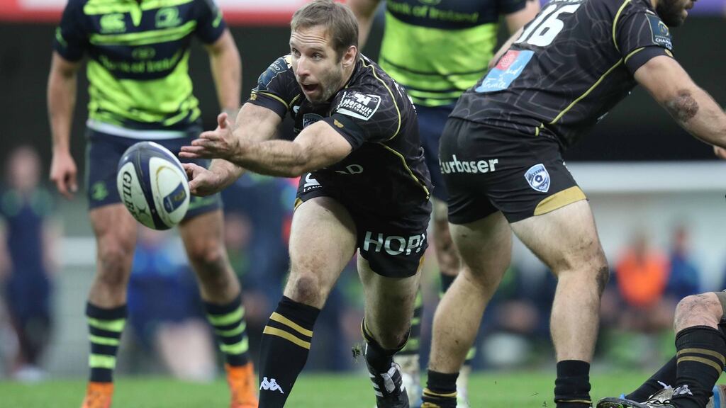 Tomás O’Leary in European action against Leinster at the Stade Altrad on Sunday. Photograph: Billy Stickland/Inpho