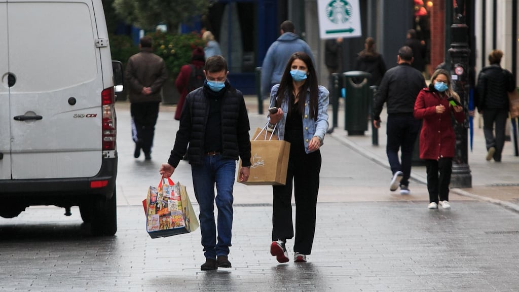 People wearing facemasks on Grafton Street, Dublin this week. File photograph: Gareth Chaney/Collins