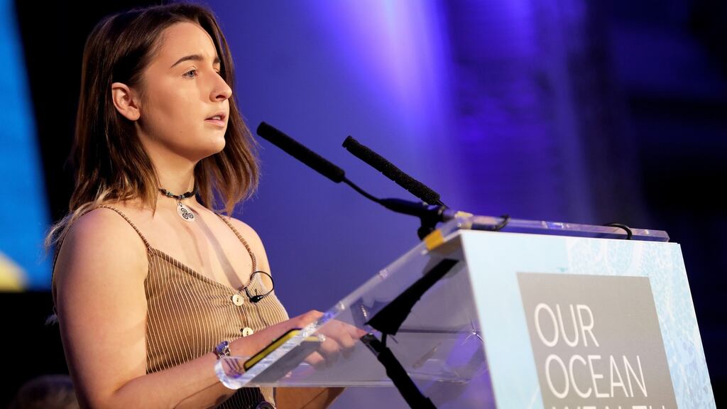 Alicia Joy O’Sullivan addresses the Our Oceans Wealth Summit in Cork. Photograph: JULIEN BEHAL PHOTOGRAPHY